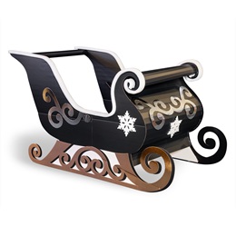 Black and Gold Christmas Sleigh 3D Cardboard Prop Kit