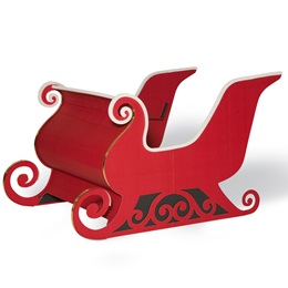 Red and Gold Santa's Sleigh 3D Cardboard Prop Kit