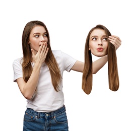 Big Head Cutout with Long Hair