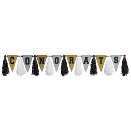 Graduation Tassel Garland - Black, Silver, Gold